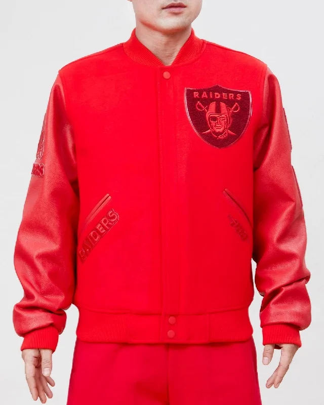 Comfort Clothes NFL LAS VEGAS RAIDERS CLASSIC TRIPLE RED WOOL MEN'S VARSITY JACKET (TRIPLE RED) Comfort Clothes NFL LAS VEGAS RAIDERS CLASSIC TRIPLE RED WOOL MEN'S VARSITY JACKET (TRIPLE RED)