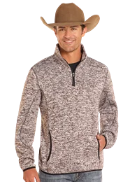 Basic Essentials POWDER RIVER BROWN KNIT MELANGE PULLOVER