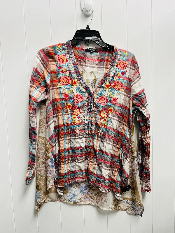 Active Styles Top Long Sleeve By Andree By Unit In Brown & Red, Size: M
