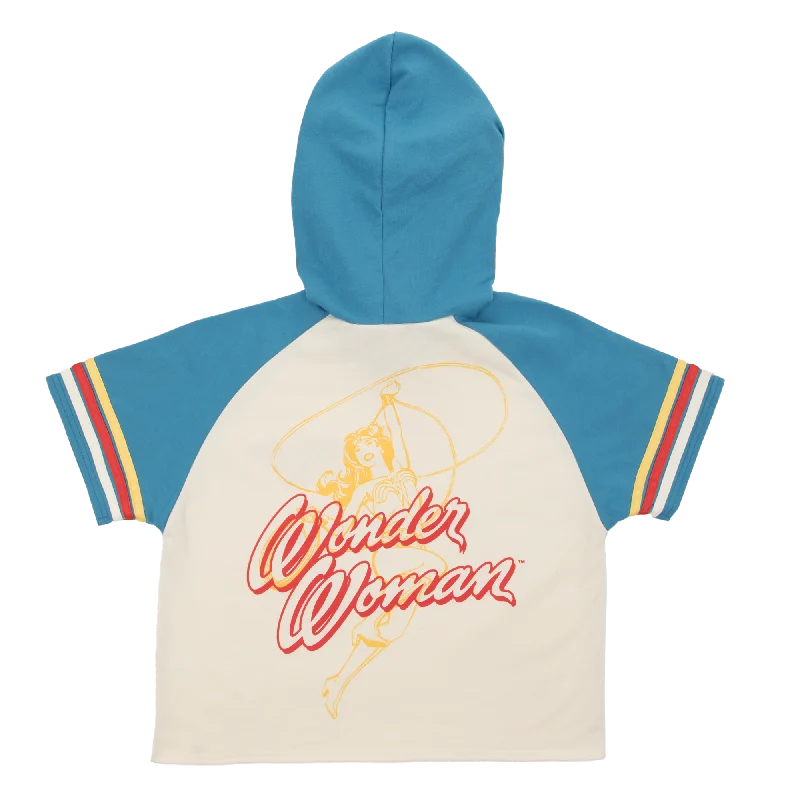Active Wear Wonder Woman Cropped Short Sleeve Hoodie