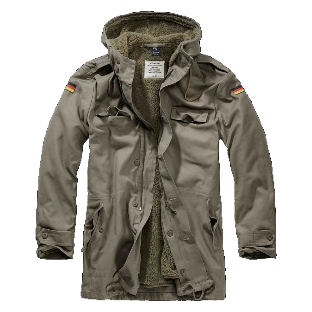 Business Casual Brandit Field Parka Military Germany Combat Coat Fur Lined Winter