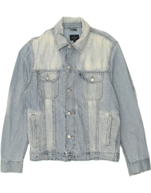 Layered Clothing TRUSSARDI JEANS Mens Denim Jacket UK 42 XL Blue Cotton