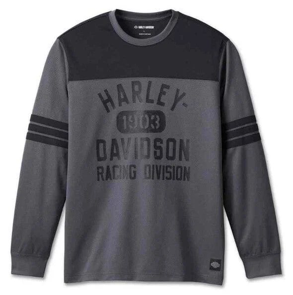 Travel Wear Harley-Davidson Men's Racing Jersey Long Sleeve Shirt - Black, 96544-23VM Travel Wear Harley-Davidson Men's Racing Jersey Long Sleeve Shirt - Black, 96544-23VM