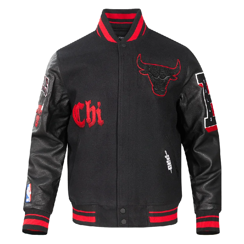 Fashion Pants NBA CHICAGO BULLS OLD ENGLISH MEN'S RIB WOOL VARSITY JACKET (BLACK/RED/BLACK) Fashion Pants NBA CHICAGO BULLS OLD ENGLISH MEN'S RIB WOOL VARSITY JACKET (BLACK/RED/BLACK)
