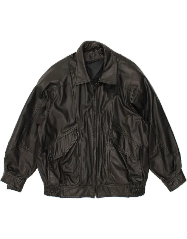 Cozy Jackets VINTAGE Mens Leather Jacket UK 42 XL Black