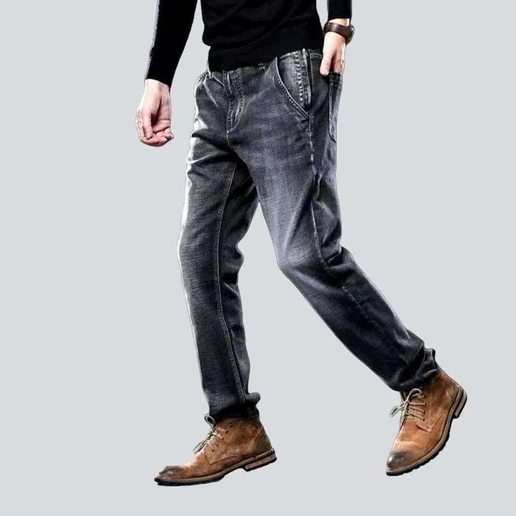 Comfortable Fits Double pocket dark men's jeans