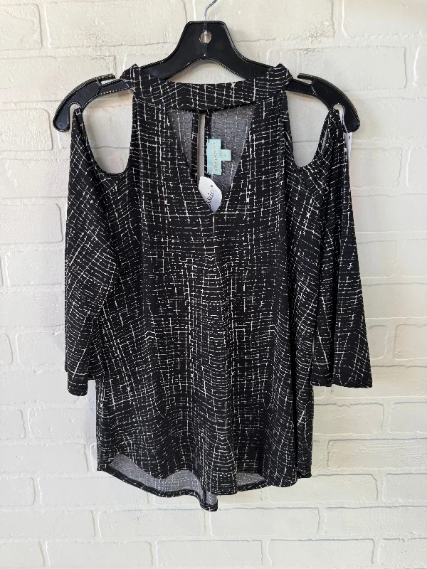 Fashion Bottoms Top Long Sleeve By Veronica M In Black & Tan, Size: S
