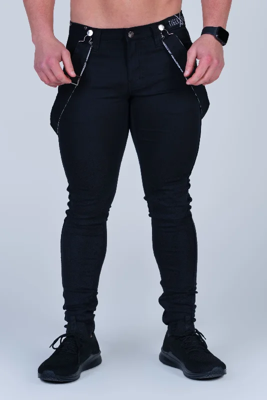 Fashionable Wear ROMEY DOUBLE BLACK NO-RIPS JEAN