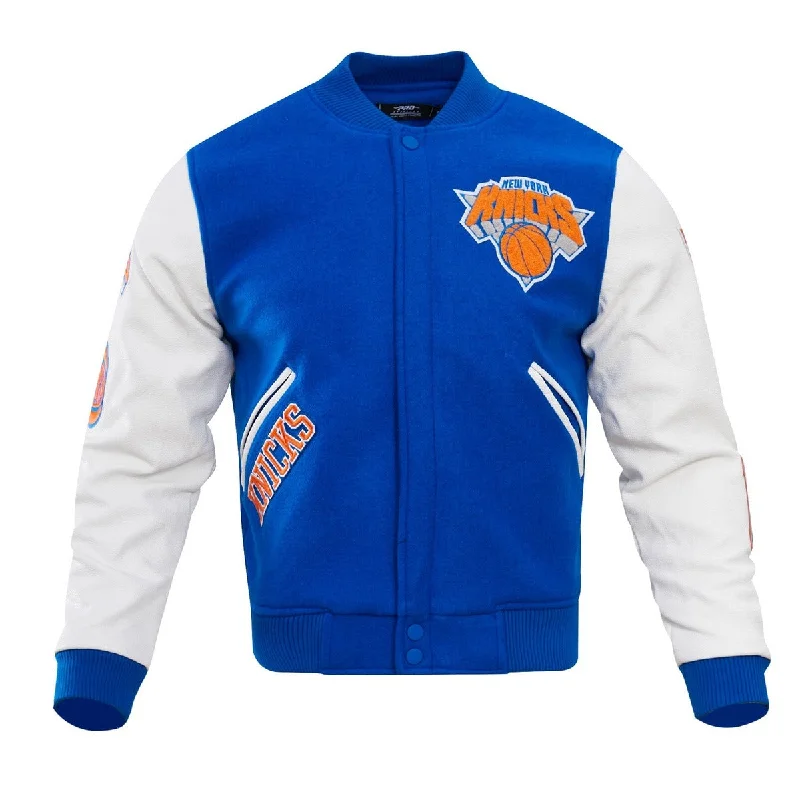 All-Day Wear NBA NEW YORK KNICKS CLASSIC WOOL MEN'S VARSITY JACKET (ROYAL/WHITE)