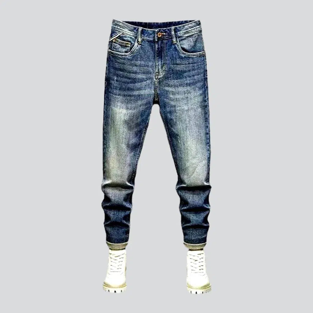 Stylish Jackets Medium wash men's slim jeans