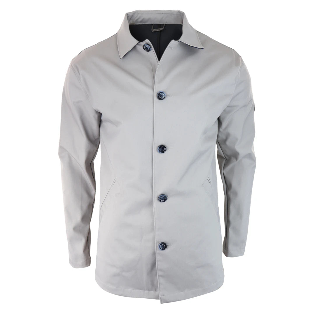Fashionable Wear Fang - Men's Mid Length Mac Overcoat Jacket Light Weight Beige Navy