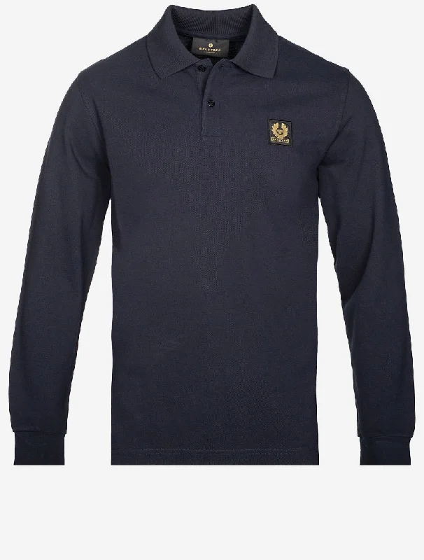 Minimalist Pieces Long Sleeved Polo Dark Ink