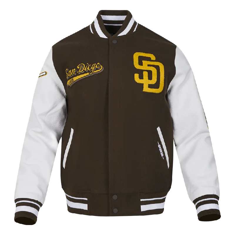 Everyday Apparel MLB SAN DIEGO PADRES SCRIPT TAIL MEN'S RIB WOOL VARSITY (BROWN/WHITE) Everyday Apparel MLB SAN DIEGO PADRES SCRIPT TAIL MEN'S RIB WOOL VARSITY (BROWN/WHITE)