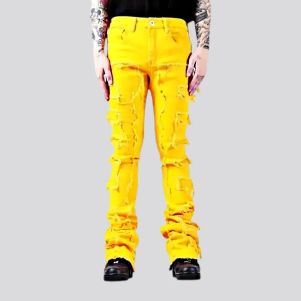 Bold Outfits Distressed patchwork style men's jeans
