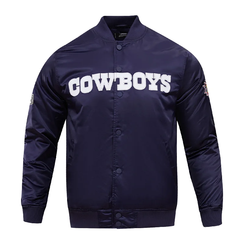 Fashion Tops NFL DALLAS COWBOYS BIG LOGO MEN'S SATIN JACKET (MIDNIGHT NAVY)