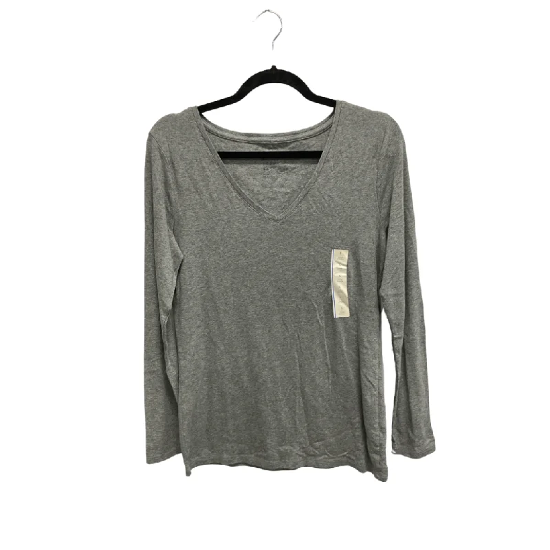 Lightweight Fabrics Top Long Sleeve Basic By A New Day In Grey, Size: L