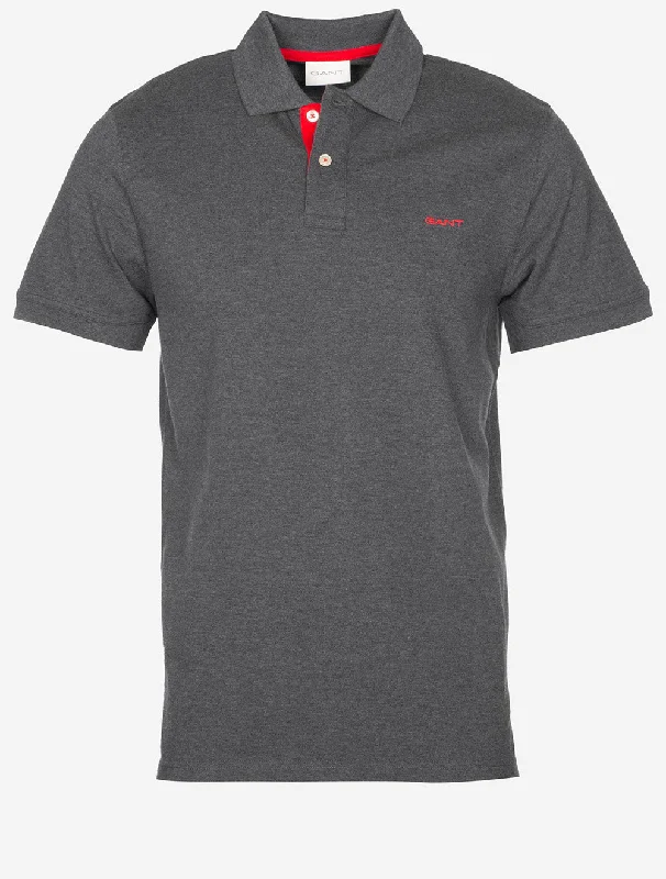 Smart Wear Regular Contrast Pique Short Sleeve Polo Antracite Melange