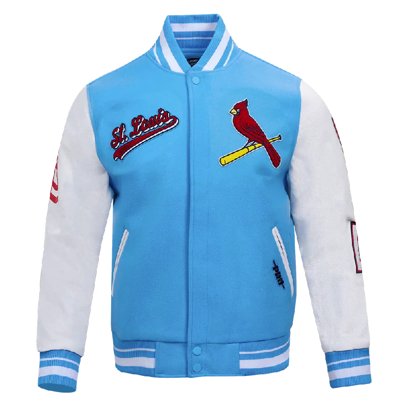 Sleek Tops MLB ST. LOUIS CARDINALS SCRIPT TAIL MEN'S RIB WOOL VARSITY (UNIVERSITY BLUE/WHITE) Sleek Tops MLB ST. LOUIS CARDINALS SCRIPT TAIL MEN'S RIB WOOL VARSITY (UNIVERSITY BLUE/WHITE)