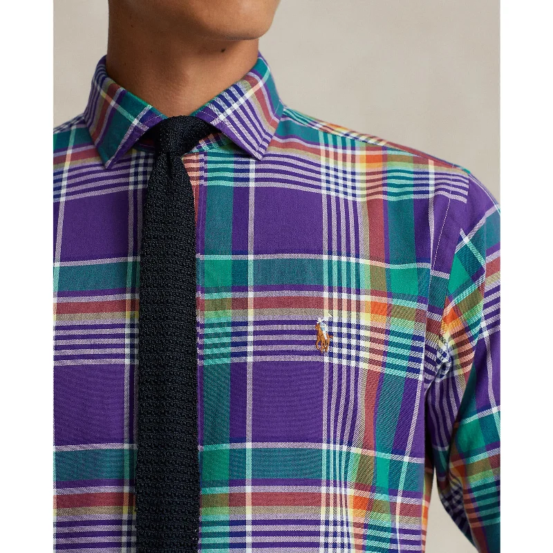 Winter Jackets Oxford Shirt - Check - Purple, Green Multi