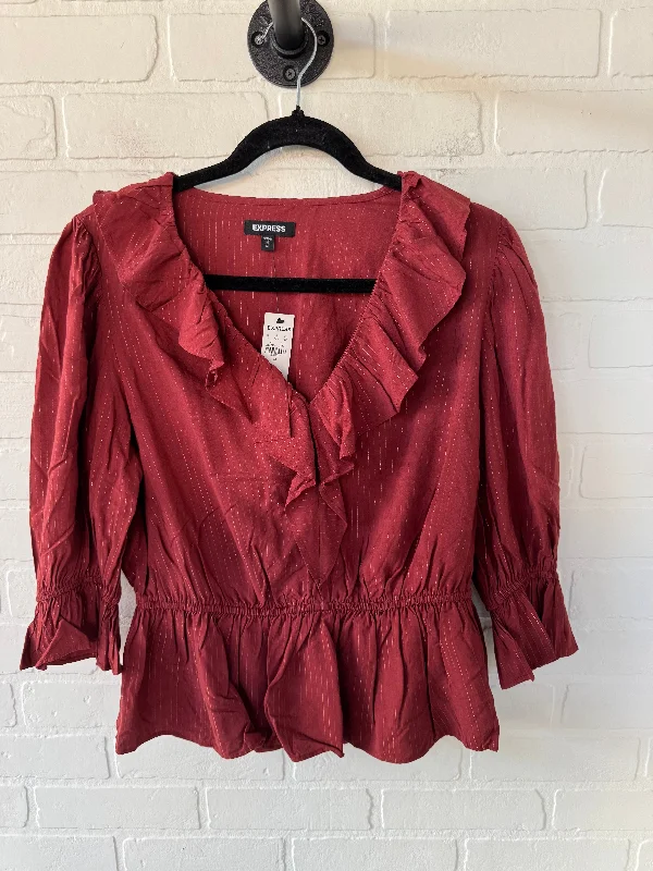 Warm Sweaters Top Long Sleeve By Express In Red, Size: M