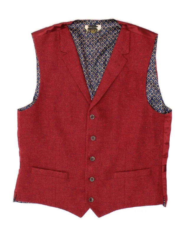 Summer Wear VINTAGE Mens Waistcoat IT 42 XS Red Wool