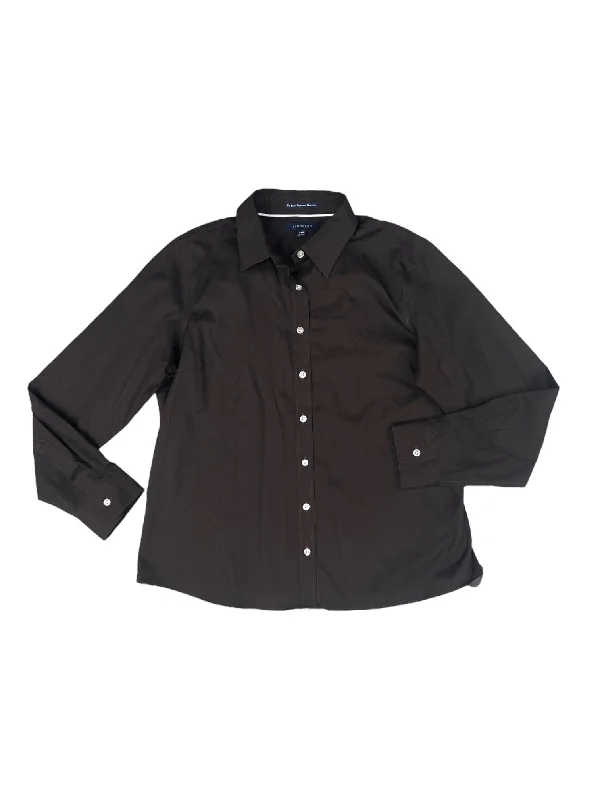 Active Wear Top Long Sleeve By Lands End In Brown, Size: 14p