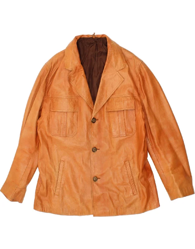 Sports Gear VINTAGE Mens Leather Jacket UK 40 Large Brown Leather