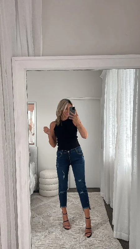 Urban Gear Shine On Label Orlando Boyfriend Distressed Jean Dark Indigo