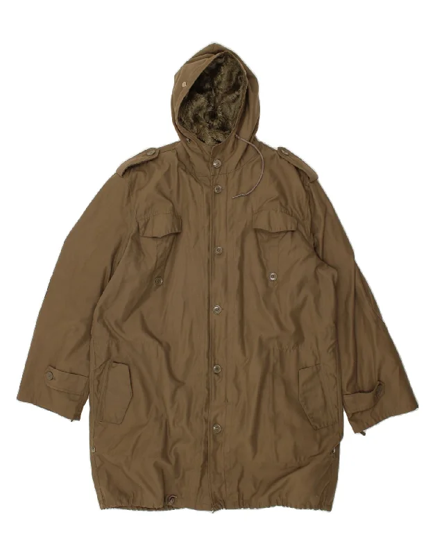 Functional Wear VINTAGE Mens Military Overcoat UK 44 2XL Khaki Polyester