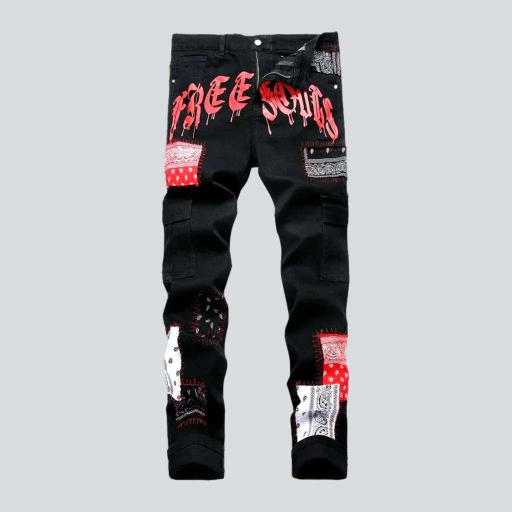 Fall Fashion Painted men's cargo-pocket jeans