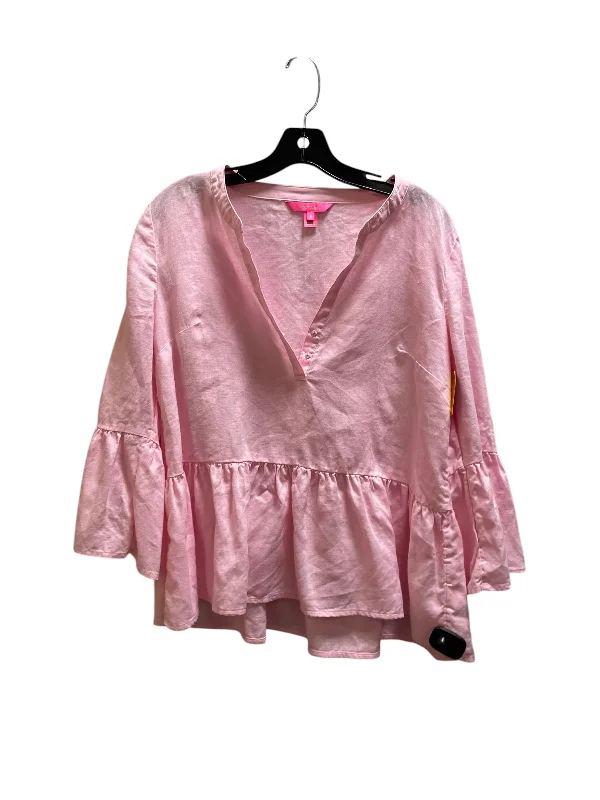 Casual Jackets Top Long Sleeve By Lilly Pulitzer In Pink, Size: M