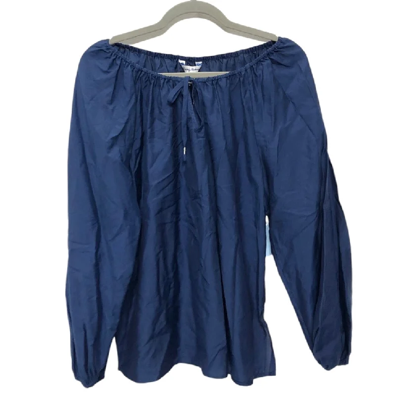 Trendy Shoes Top Long Sleeve By Tommy Bahama In Navy, Size: S