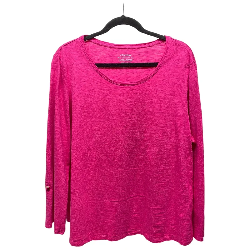Athletic Outfits Top Long Sleeve By Chicos In Pink, Size: Xl