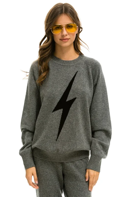 Streetwear Clothing UNISEX BOLT CASHMERE LIGHT SWEATER - DEEP HEATHER // BLACK BOLT