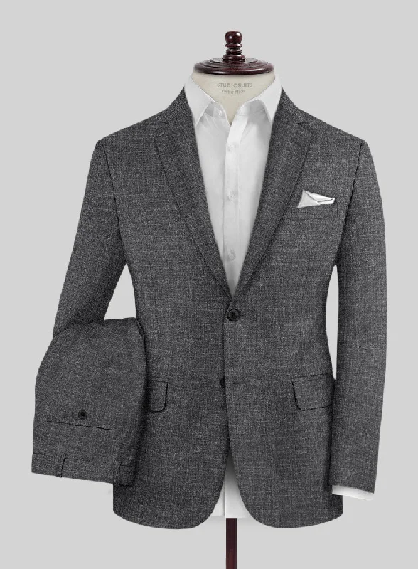 Trendy Pants Noble Blue Gray Wool Silk Linen Suit