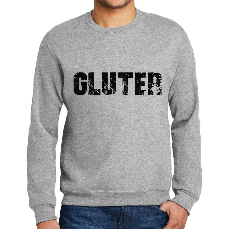 Relaxed Styles Men's Printed Graphic Sweatshirt Popular Words GLUTER Grey Marl