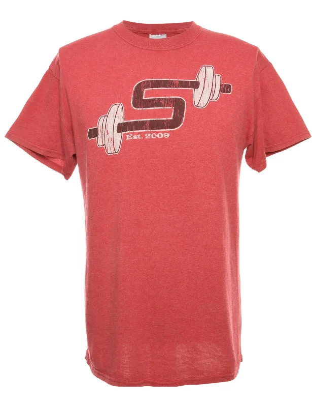 Smart Wear Red Gildan Printed T-shirt - M
