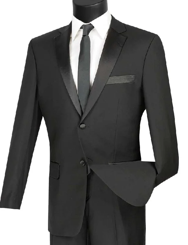 Athletic Tops Excalibur Collection - Slim Fit Tuxedo 2 Piece 2 Buttons Design in Black Athletic Tops Excalibur Collection - Slim Fit Tuxedo 2 Piece 2 Buttons Design in Black