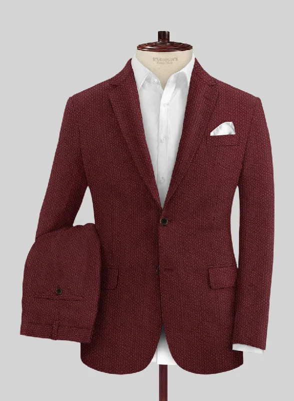 All-Day Wear Solbiati Maroon Seersucker Suit