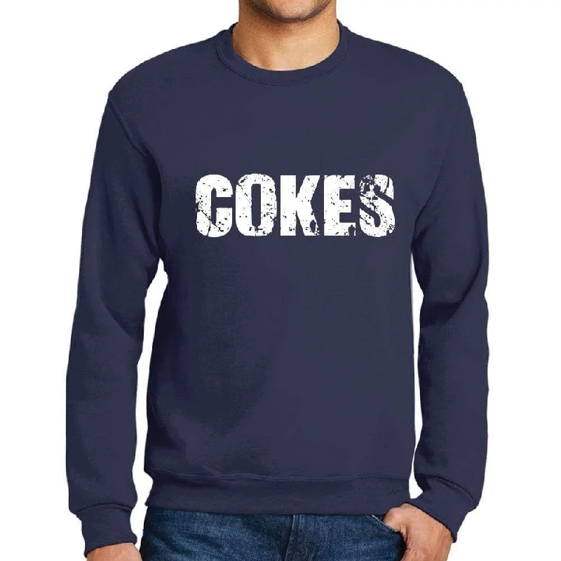 Casual Button-ups Men's Printed Graphic Sweatshirt Popular Words COKES French Navy