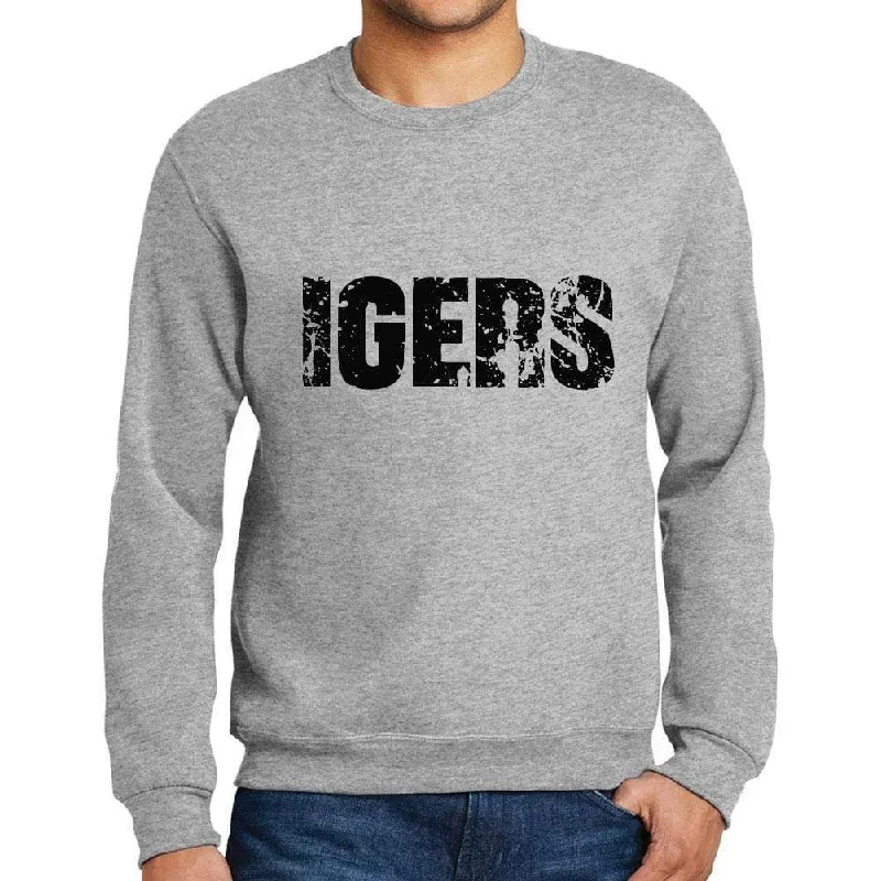 Urban Looks Men's Printed Graphic Sweatshirt Popular Words IGERS Grey Marl