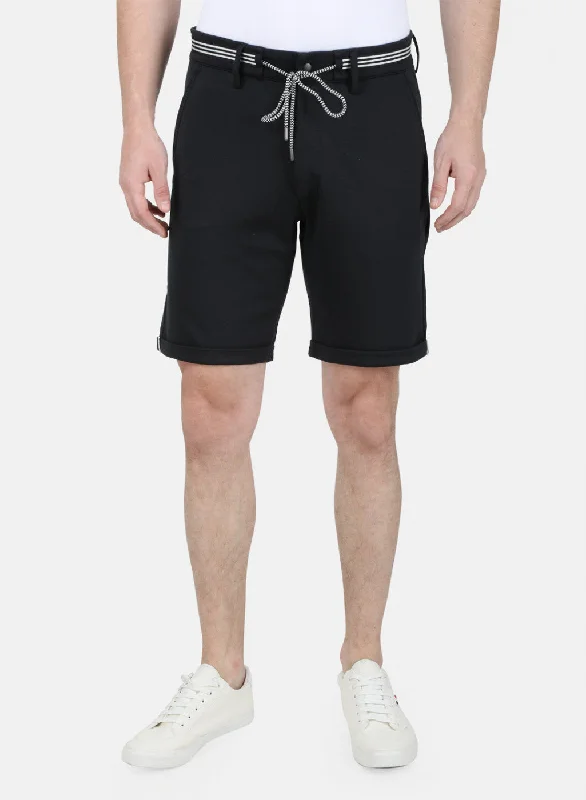 Travel Wear Mens Black Plain Short