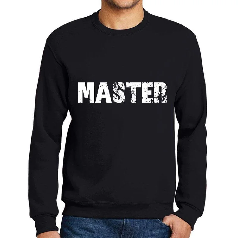 Layered Outfits Men's Printed Graphic Sweatshirt Popular Words MASTER Deep Black
