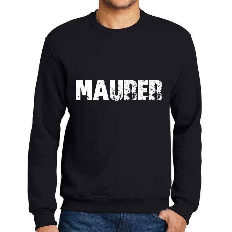 Casual Fits Men's Printed Graphic Sweatshirt Popular Words MAURER Deep Black