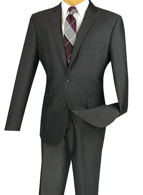 Chic Outfits Men's Slim Fit 2 Piece Suit Single Breasted 2 Button Design Smoke
