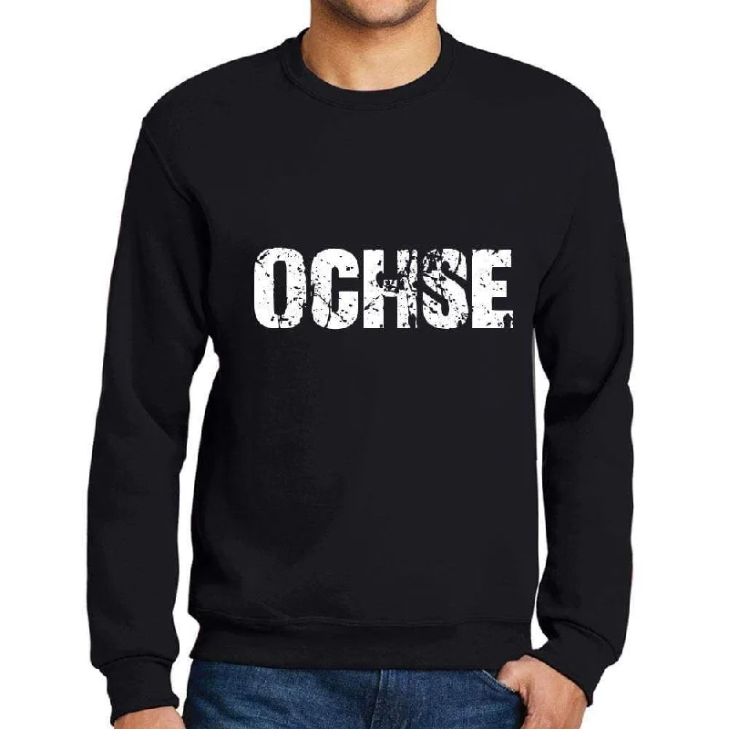 Layered Styles Men's Printed Graphic Sweatshirt Popular Words OCHSE Deep Black