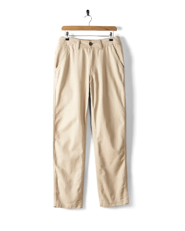 Cool Jackets Meltan - Mens Straight Leg Twill Trouser - Cream