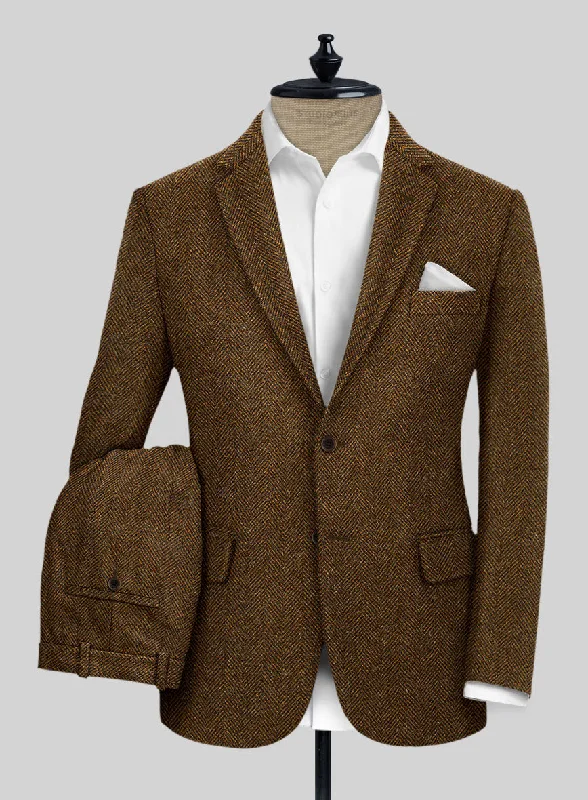 Travel Wear Italian Highlander Mustard Herringbone Tweed Suit