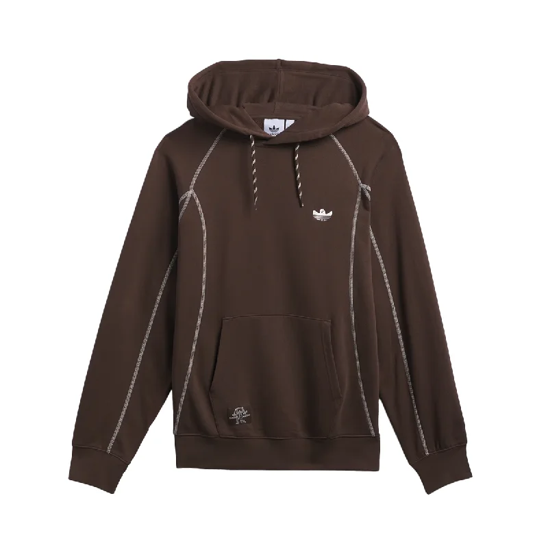 Active Wear Adidas Schmoofoil Featherweight Hoodie - Dark Brown / Core White