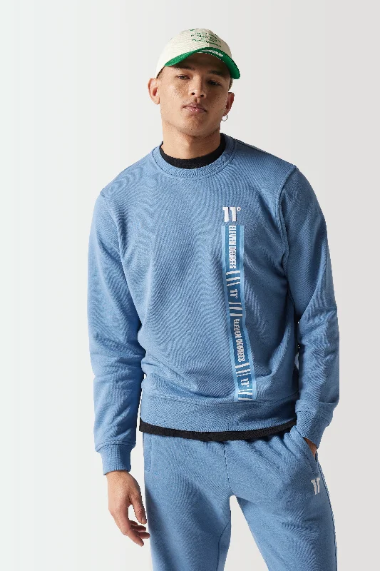 Fresh Outfit Retro Taped Sweatshirt - Elemental Blue